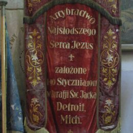 Banner from St. Hyacinth's parish, Detroit In Lekno church-Brotherhood of the Sweetest Heart of Jesus, est. 1911
