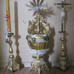 Baptismal font in Lekno that was prolly used for Francis Rozmarynowska