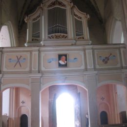 Looking out from inside Lekno church